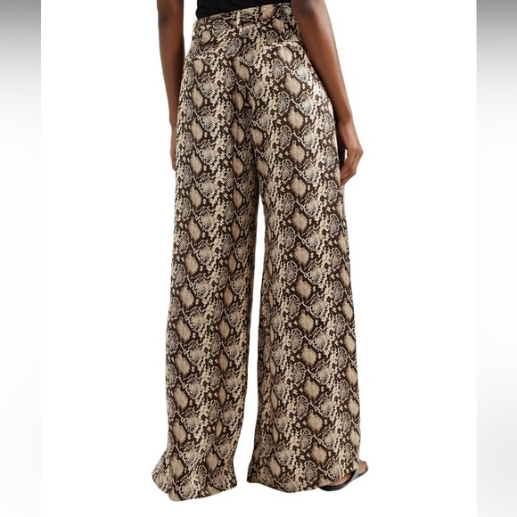Nili Lotan Adalene Pleated Snake Print Silk Charmeuse Wide Leg Pants size 4 - Picture 14 of 14